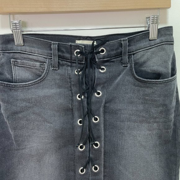 L’agence High Rise Lace Up Denim Mini Skirt sz 25 - Picture 7 of 12